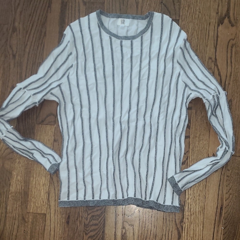 YAL Striped White and Black Women's Top